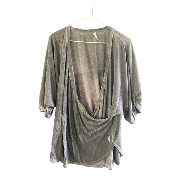 FP Movement Women's Gray Half Sleeve Ruffle Blouse Top Size M - Picture 2 of 4